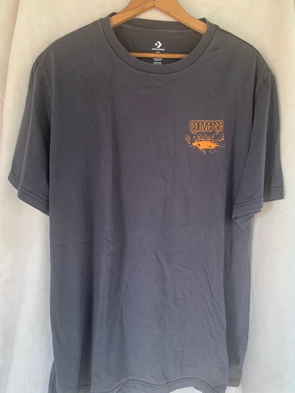 Men’s Converse Gray Short-Sleeve Tee with Orange Chest Graphic